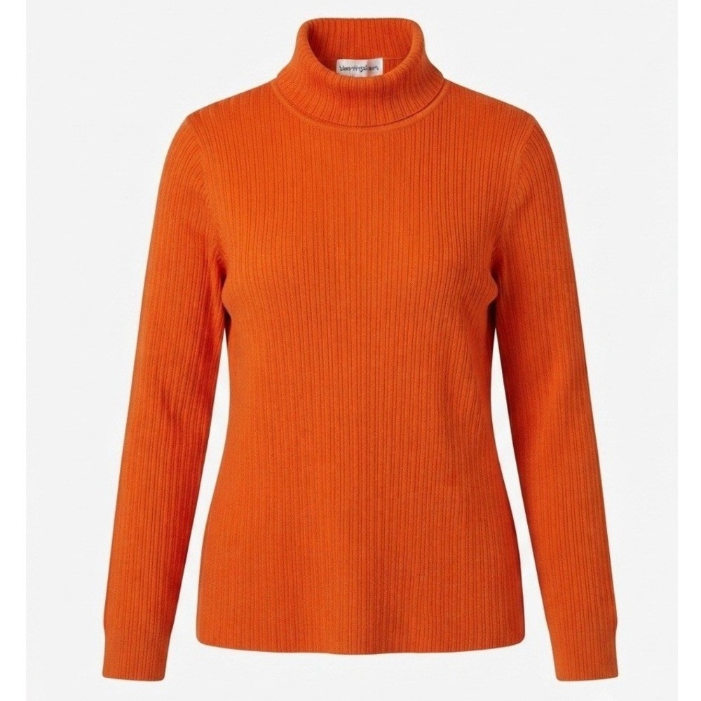 Bloomingdale's Orange Ribbed Turtleneck Sweater Long Sleeve Pullover Plus 1X